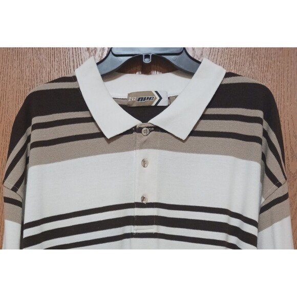 (3)-NYC (Polo Striped Shirts)-(Black/Gray)-(Brown/White)-(Green/Blue)-(4XL)-$40 - Picture 3 of 12
